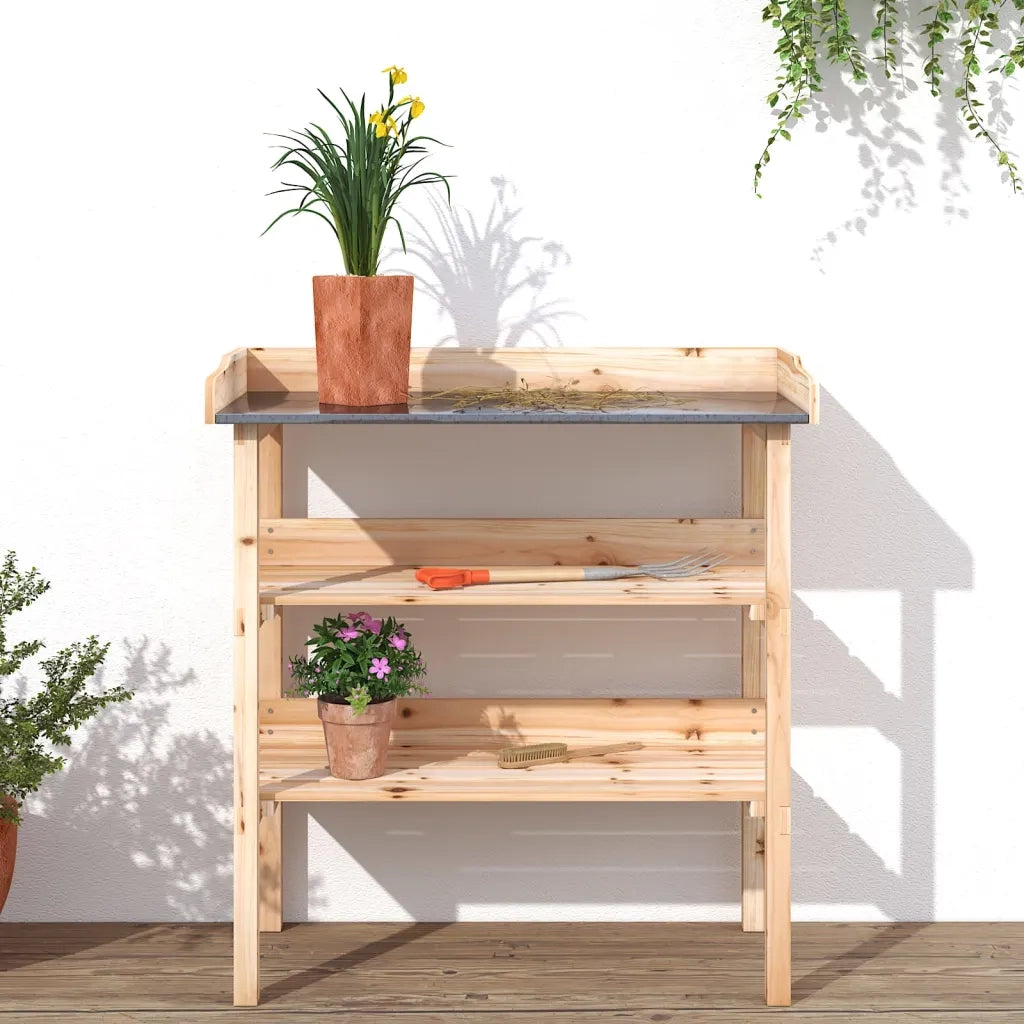 Tavolo Piante con Ripiani 78x38x,82,5cm Legno Massello Abete CFW3886486