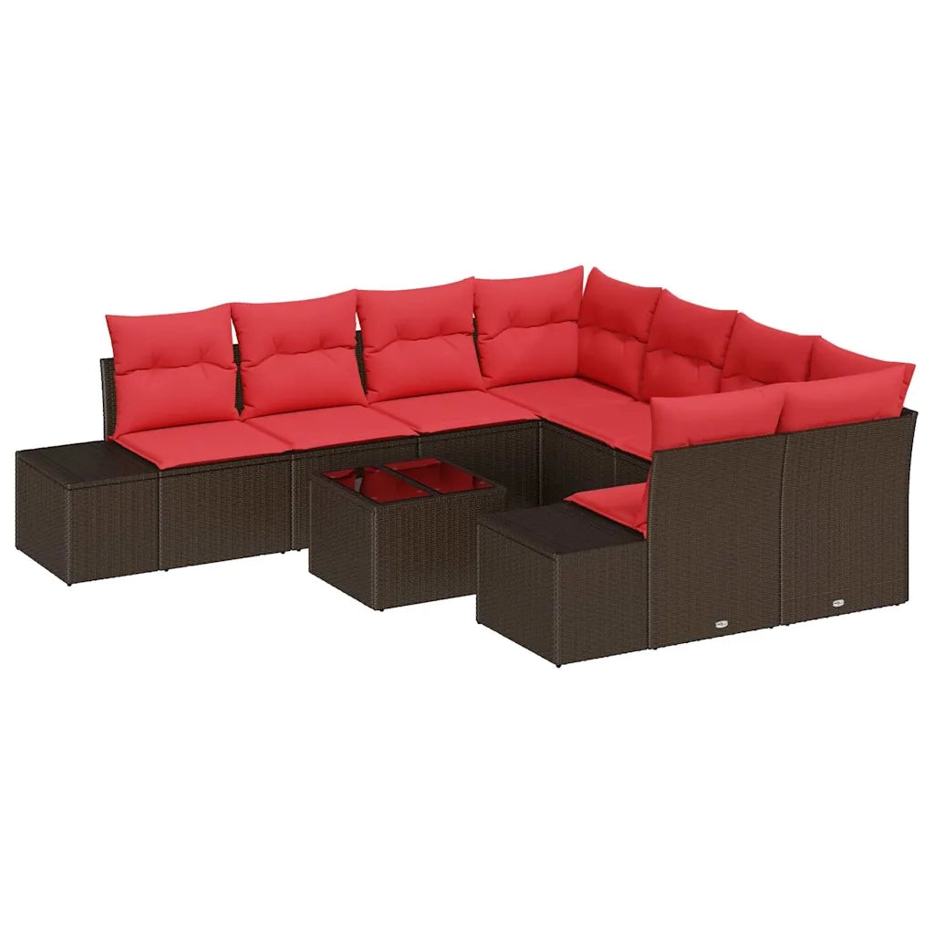 Set Divano da Giardino con cuscino 9 pcs Marrone polyrattan 3347004