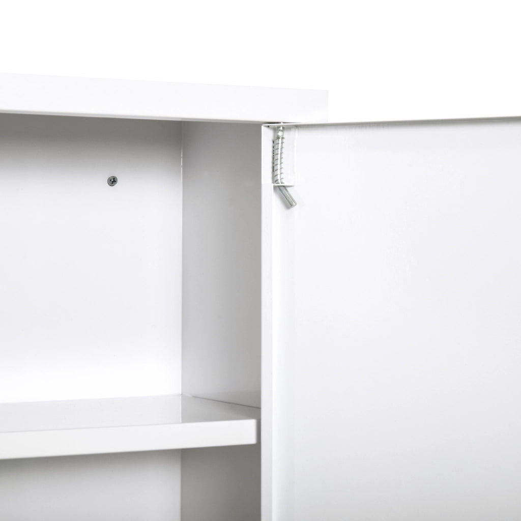 Armadietto portasci medicine da parete con serratura, acciaio bianco, 40x18x60 cm