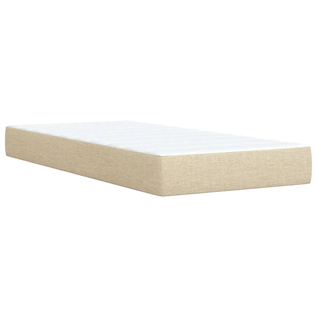 Letto singolo | Letto per adulti | Giroletto a Molle con Materasso Crema 80x200 cm inTessuto