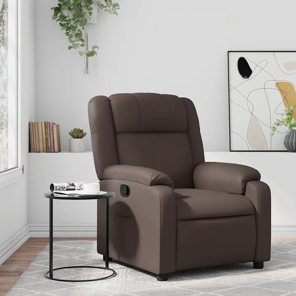 Divano Sedia-Poltrona Reclinabile Marrone in Similpelle 955226