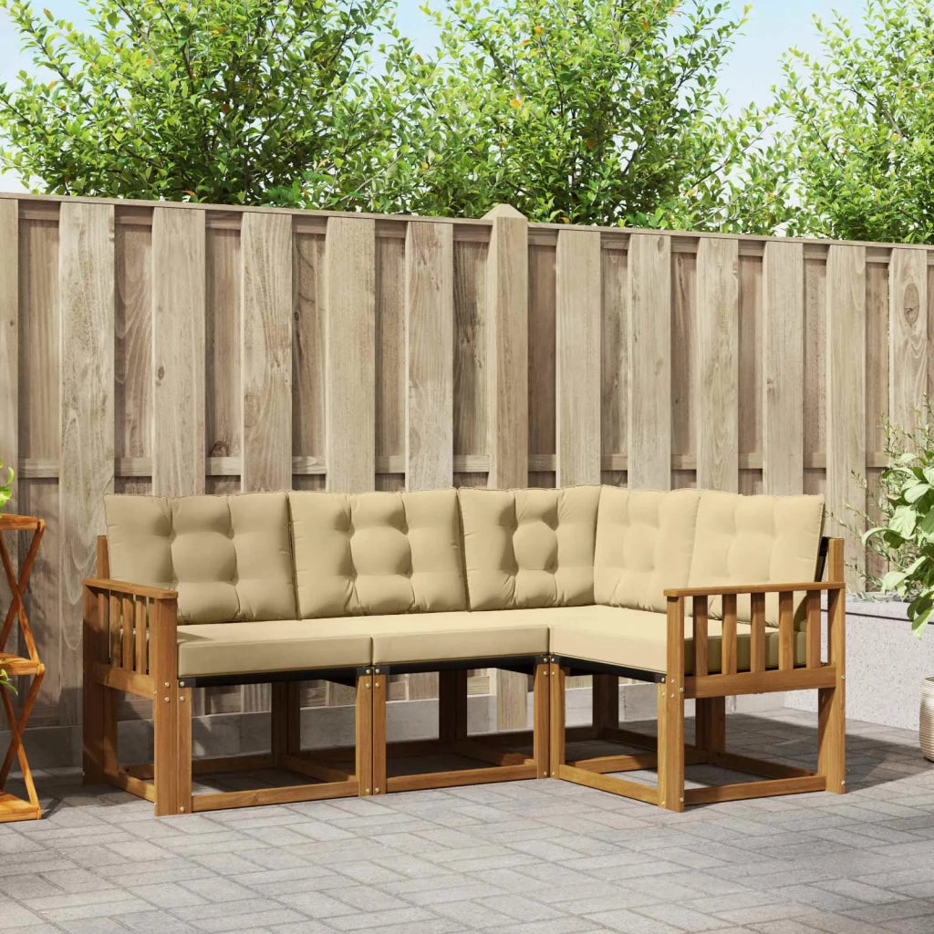 Set di divani da esterno con cuscino 4 pcs Naturale e Beige 3368616