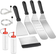 Set di accessori per barbecue in acciaio inossidabile - Spatole, bicchieri, erogatori, rivoltapane, spazzole e carta da lievitazione - accessori barbecue per giardino, campeggio