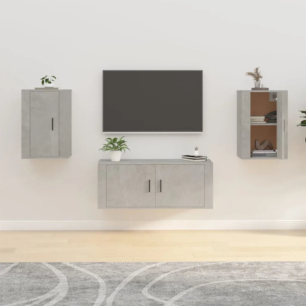 Mobili Porta TV a Parete 2 pz-Set di 2 Credenza per TV sospesa Grigio Cemento 40x34,5x60 cm