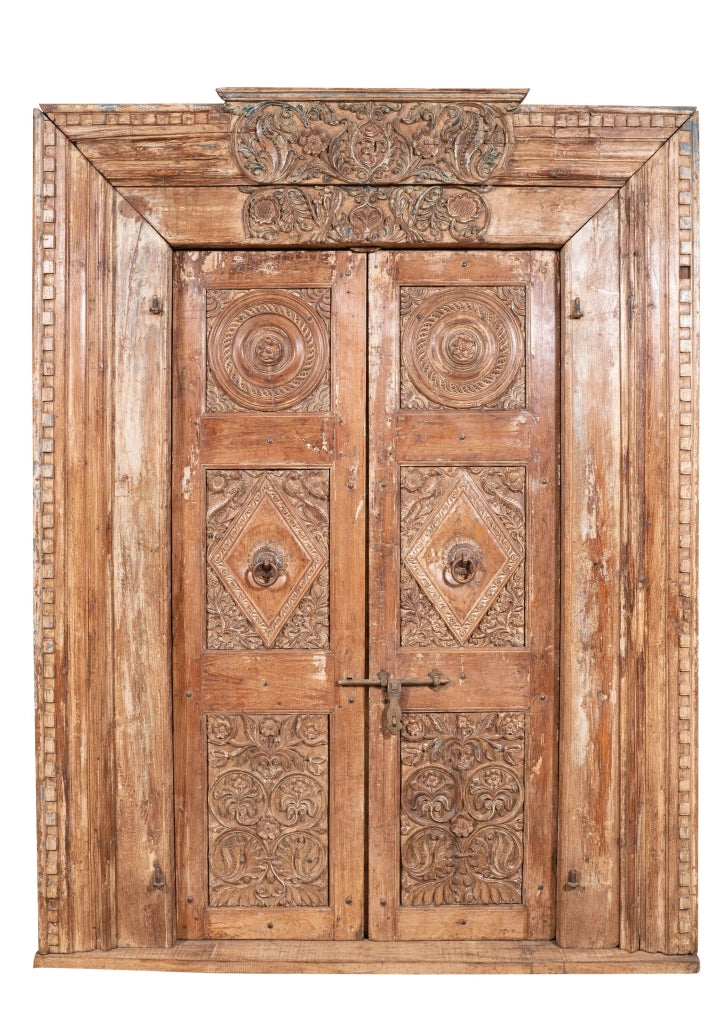 Biscottini Porta in legno massello e ferro da interno o da esterno vecchia e antica medievale con telaio scorrevole