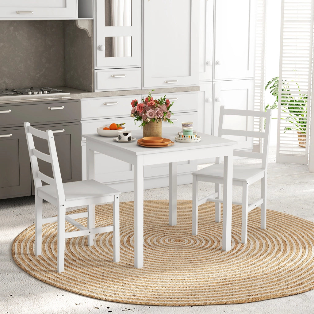 Set Tavolo da Pranzo con 2 Sedie ¨C Xylo ¨C Legno Massello Bianco