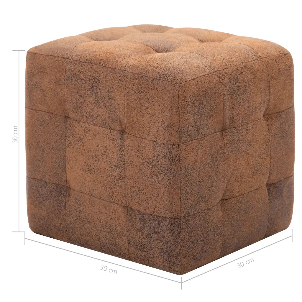 Comodini 2 pz-Set di 2 Tavolino da notte Marrone 30x30x30 cm in Similpelle Scamosciata