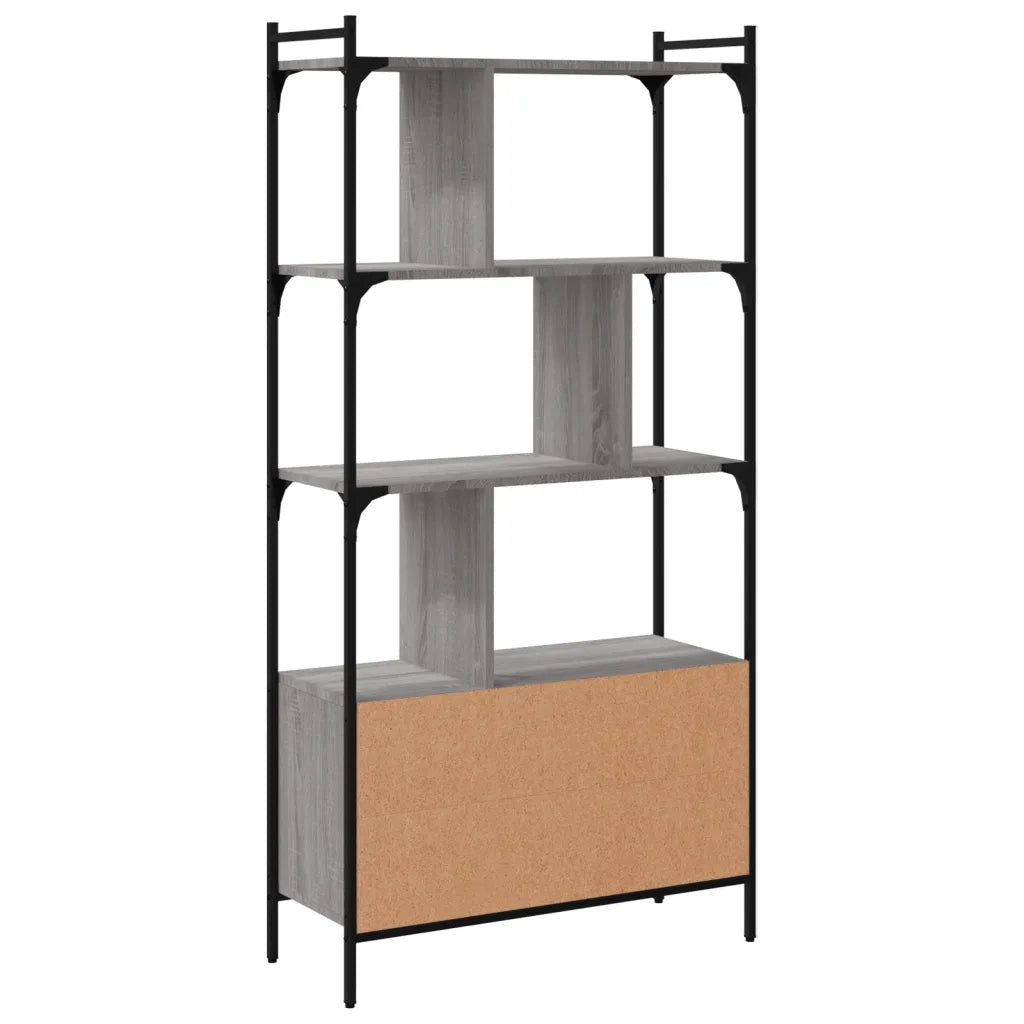 Libreria Ante-Scaffale per Libri-Mobile di Stoccaggio Grigio Sonoma 76,5x30x154,5 cm Legno Multistrato