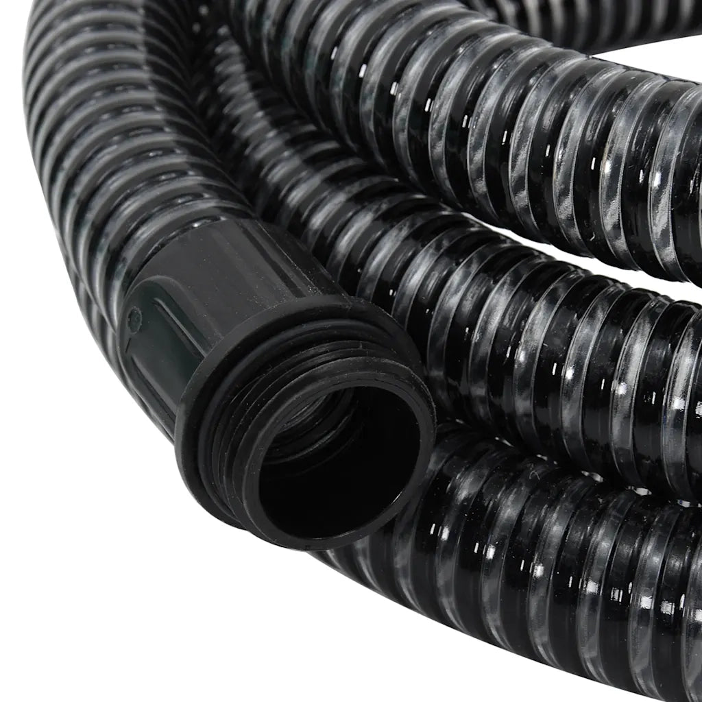 Tubo di Aspirazione con Raccordi in Ottone Nero 1,1" 20 m PVC 151066