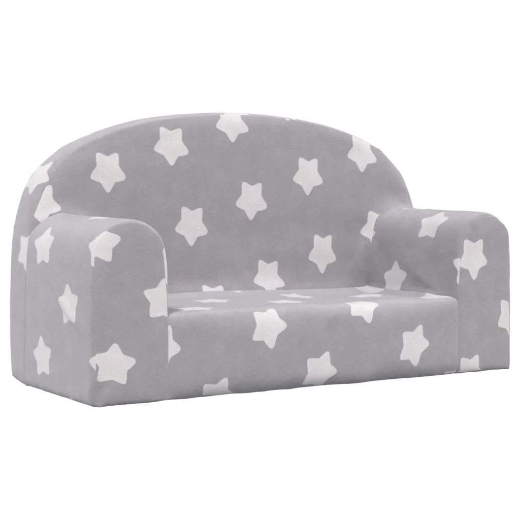 Divano Bambini 2 Posti-Sofa 2 Posti-Divanetto Grigio Chiaro con Stelle Morbido Peluche 569440