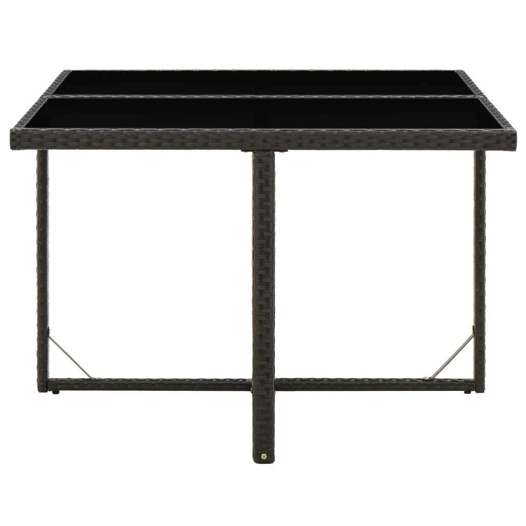 Tavolo da Giardino | Tavolino da esterno Nero 109x107x74 cm in Polyrattan e Vetro