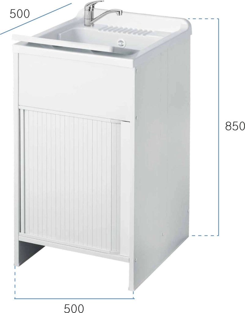 Mobile Lavatoio in PVC 50x50x85 cm con Serranda Forlani Esterni Roc Bianco