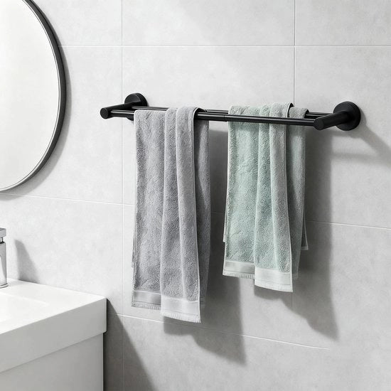 Supporto per asciugamani in acciaio inossidabile 304 - 2 stanghe - per bagno/cucina - igienico - resistente alla corrosione - asciugamani a sospensione