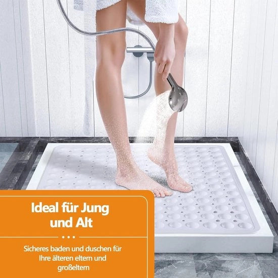 Matte anti-slip per doccioni - Riscaldabile - 53 x 53 cm - Grigio
