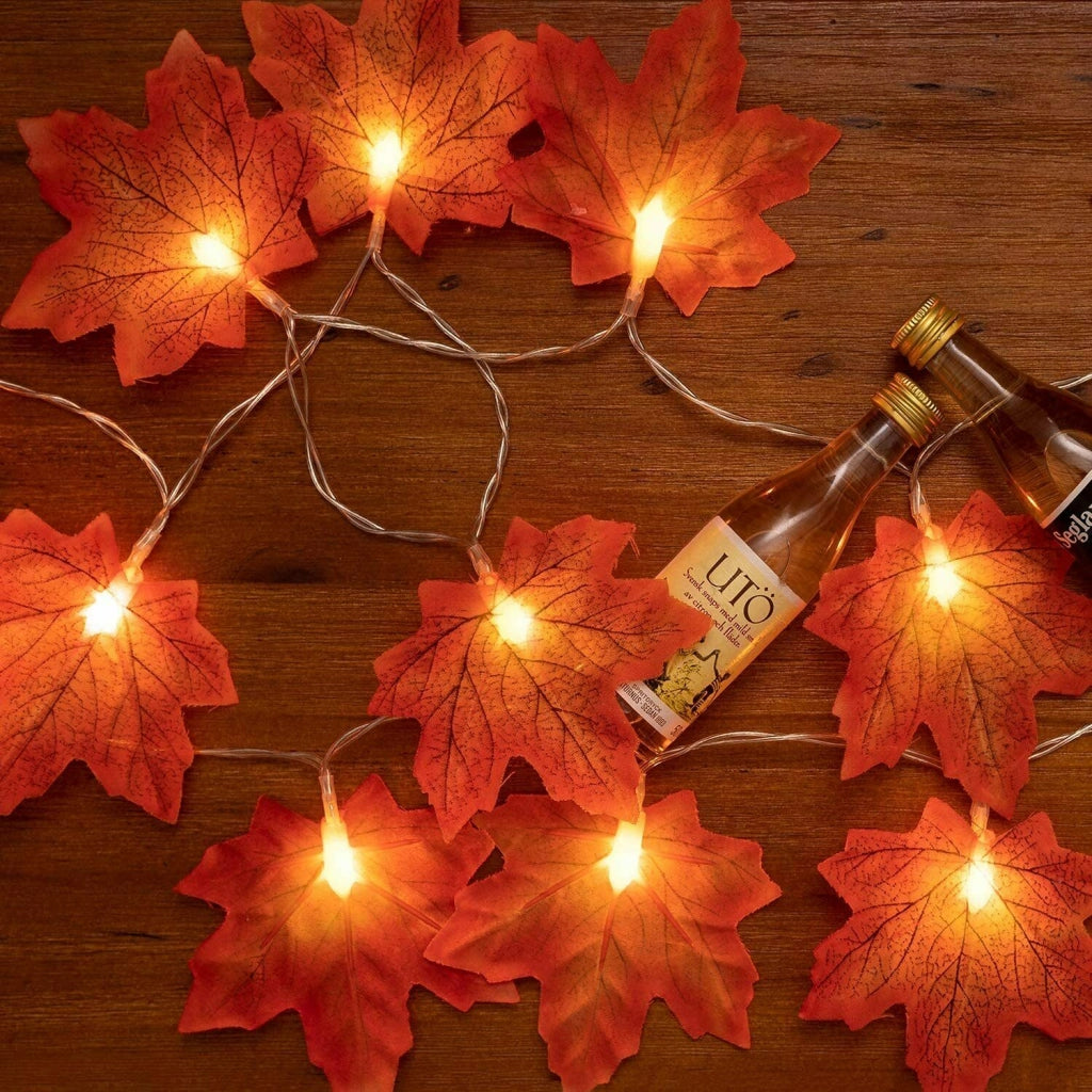 CATENA GHIRLANDA LUMINOSA 2 METRI 10 LED HALLOWEEN A BATTERIA AUTUNNO LUCI
