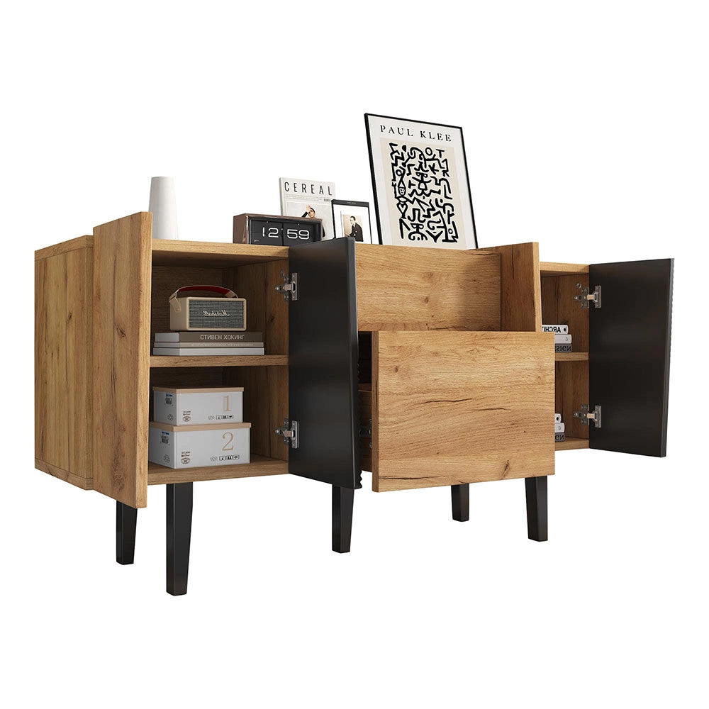 Media center legno - Xylo - Piedi massello per TV 60"