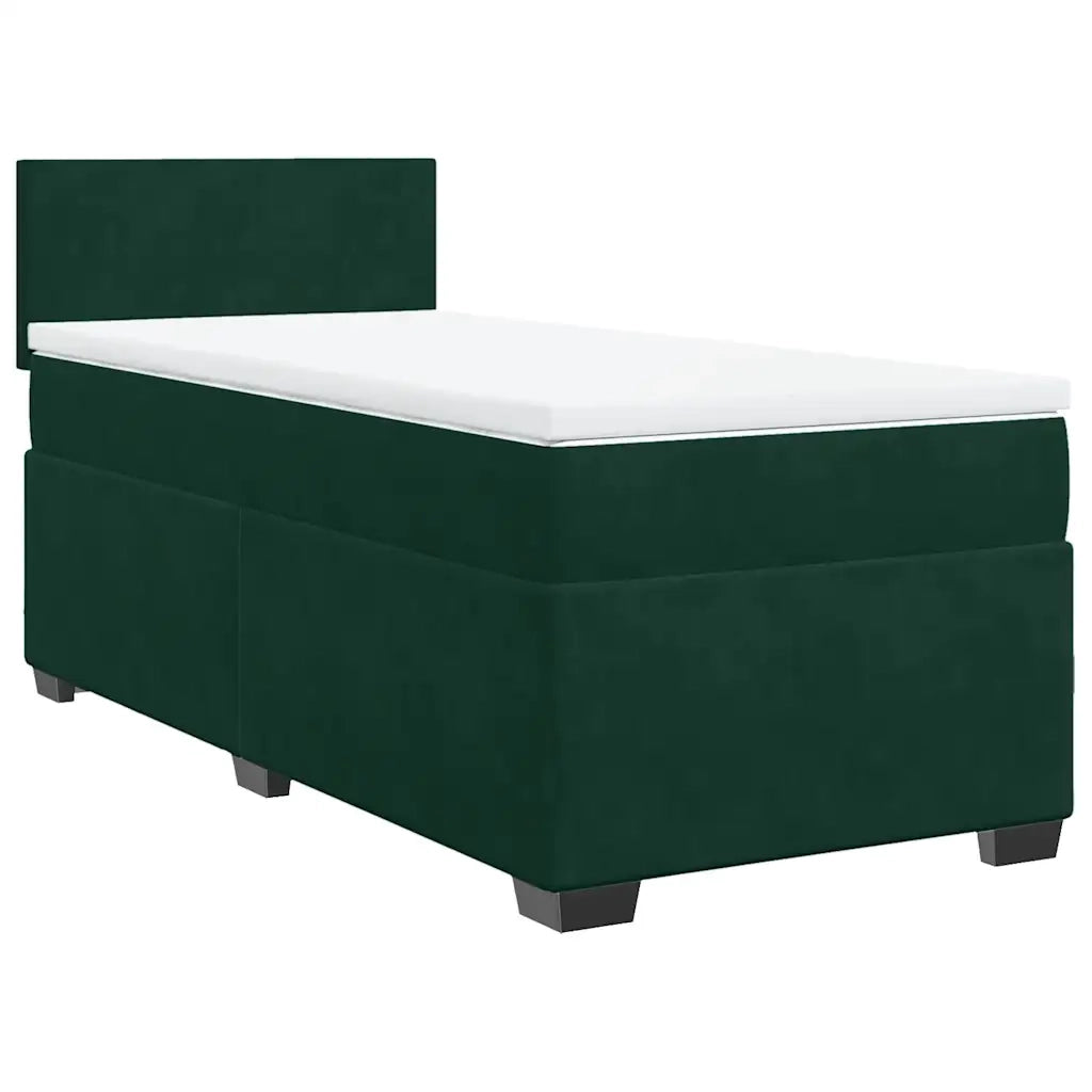 vidaXL Giroletto a Molle con Materasso Verde Scuro 100x200 cm Velluto