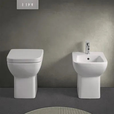Wc e bidet filomuro salvaspazio Rimless e sedile originale soft close Ginevra