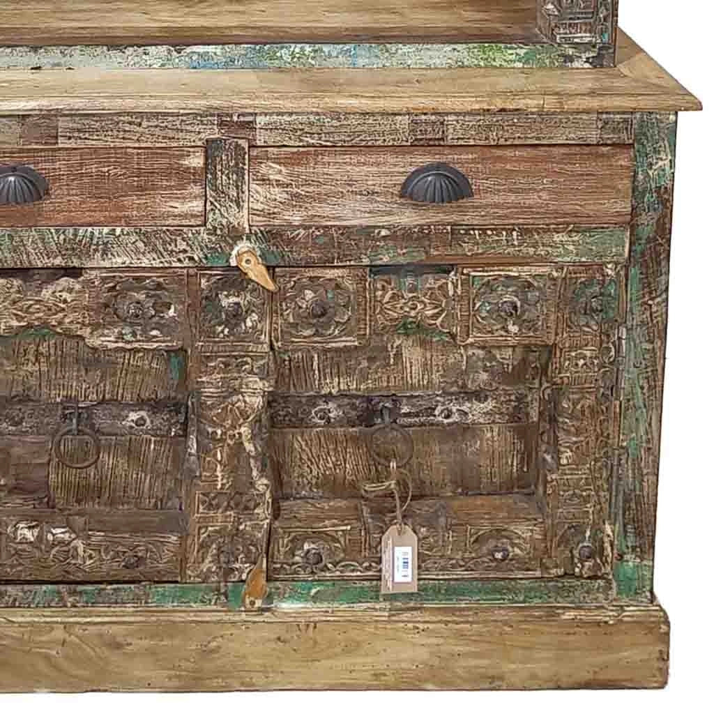 Libreria in legno artigianale marrone 112x43x205h