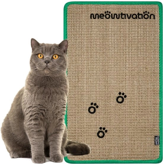 Matto per gatti - Matto in sisal con zampe mobili, tavole di krab naturali, arredamento per gatti sostenibile, matto multifunzionale in sisal (50 x 30 cm, verde)