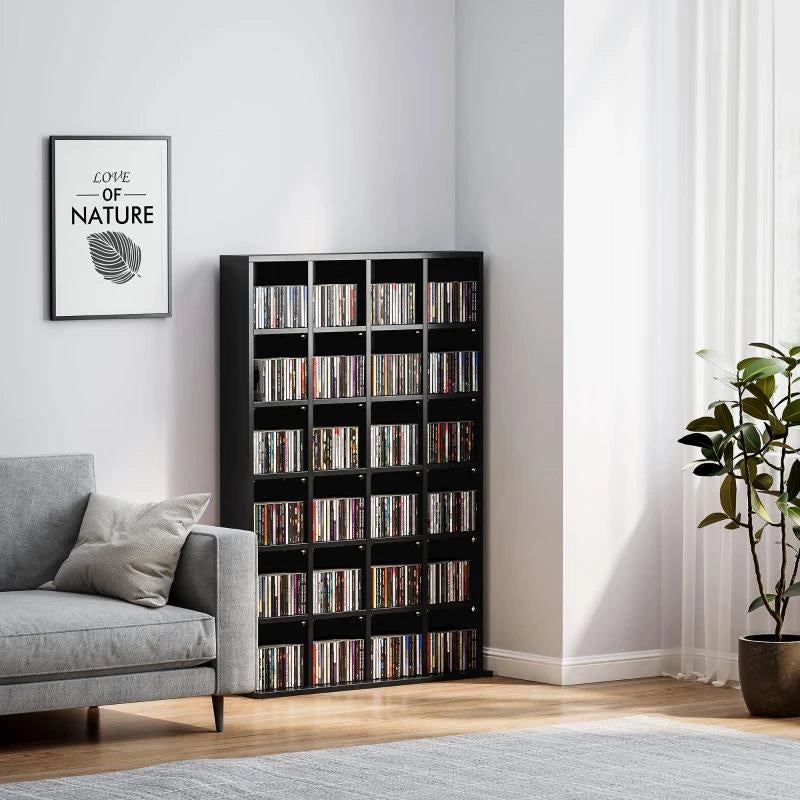 MOBILE PORTA CD CON RIPIANI REGOLABILI PER 456 CD O 336 DVD, 24 SCOMPARTI, 89X20X130.5 CM, NERO