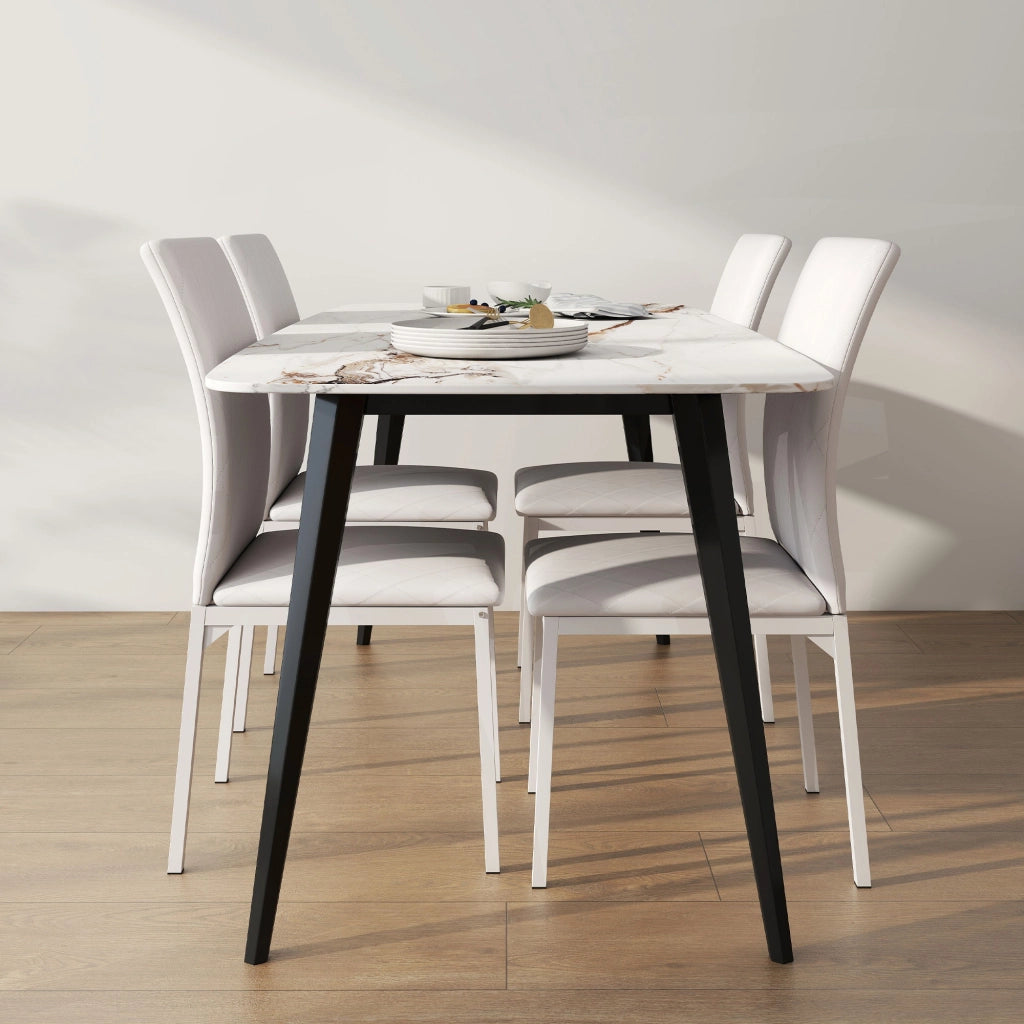 Sedia da Pranzo Imbottita con Gambe in Metallo ¨C Minimal ¨C Bianco 41x50x91cm