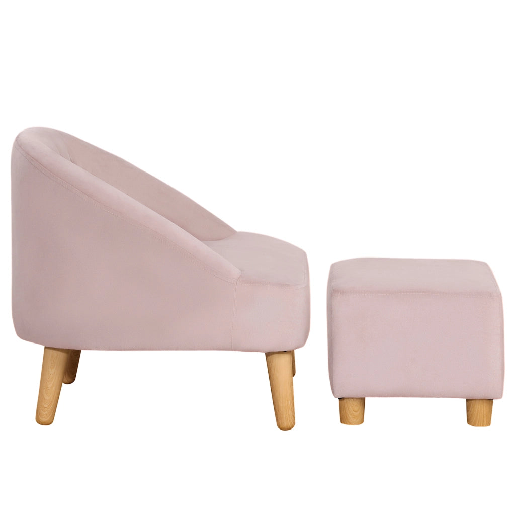 Poltrona per bambini con poggiapiedi ¨C Xylo ¨C tessuto velluto rosa 51x51x50 cm 3-5 anni
