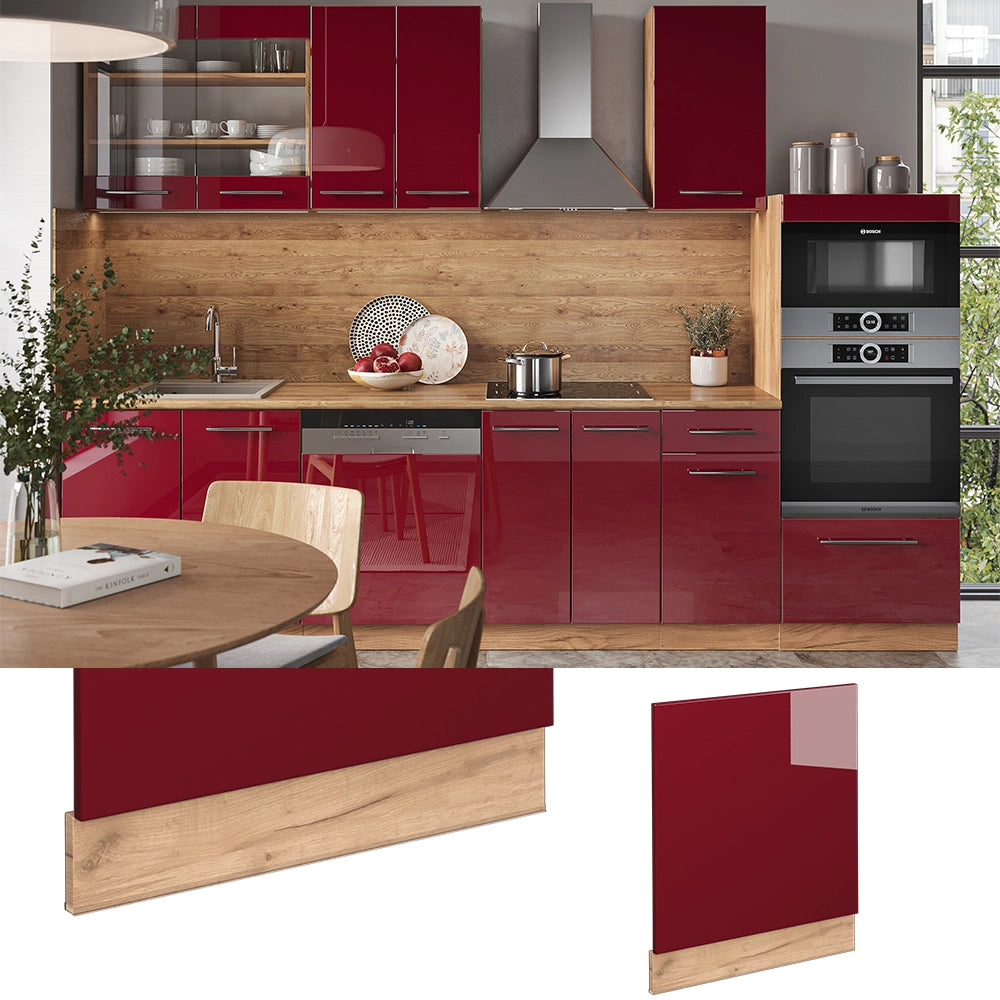 Pannello frontale Fame-Line Bordeaux lucido/Rovere dorato 60 cm, PL Marmo Vicco