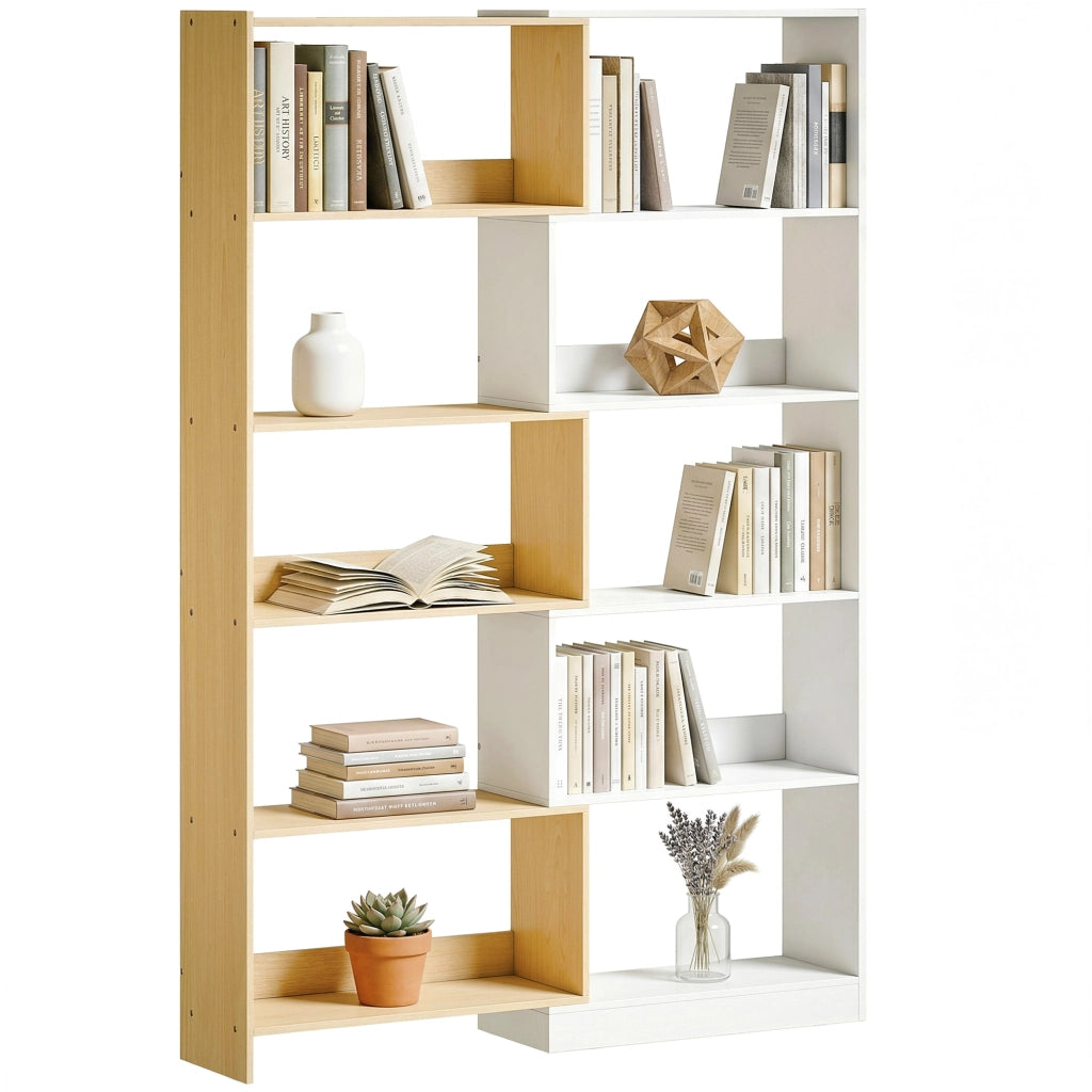 Libreria d'angolo rotante 5 livelli scaffale L mobile stoccaggio ¨C zephmum ¨C quercia 60-111x24x164cm