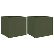Fioriera rialzata per piante fiori giardino terrazze set da 2 verde oliva 32 x 30 x 29 cm acciaio verde 02_0039080