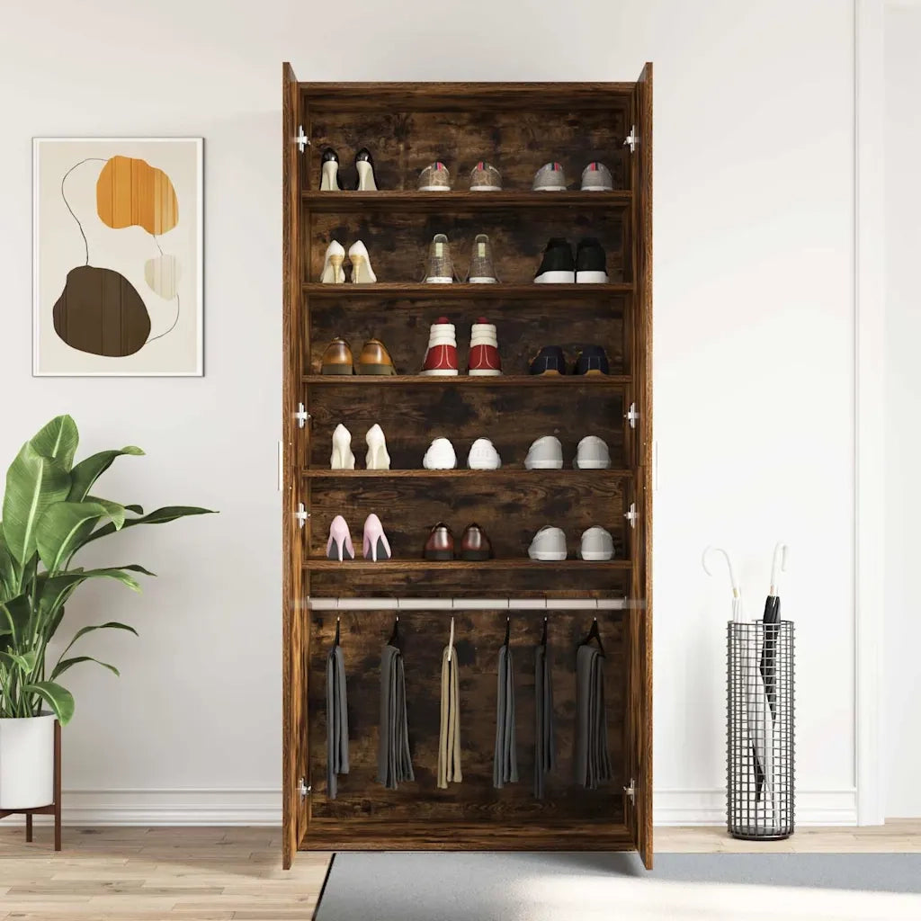 Scarpiera | Mobile per scarpe con lo scaffale Rovere fum¨¦ 80 x 39 x 178 cm