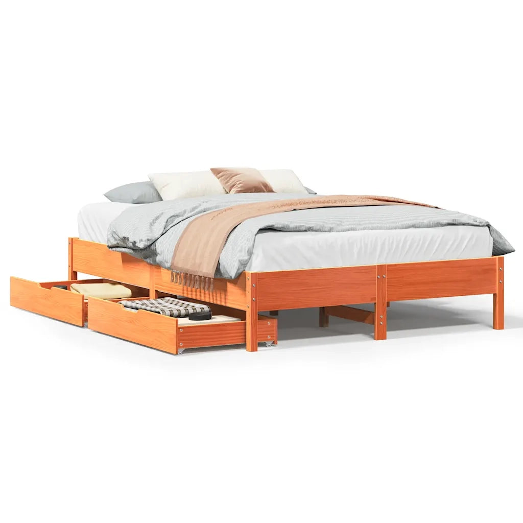 Letto senza Materasso Marrone Cera 150x200 cm in Legno di Pino 3301709