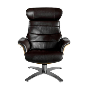 Poltrona girevole reclinabile in pelle marrone cioccolato