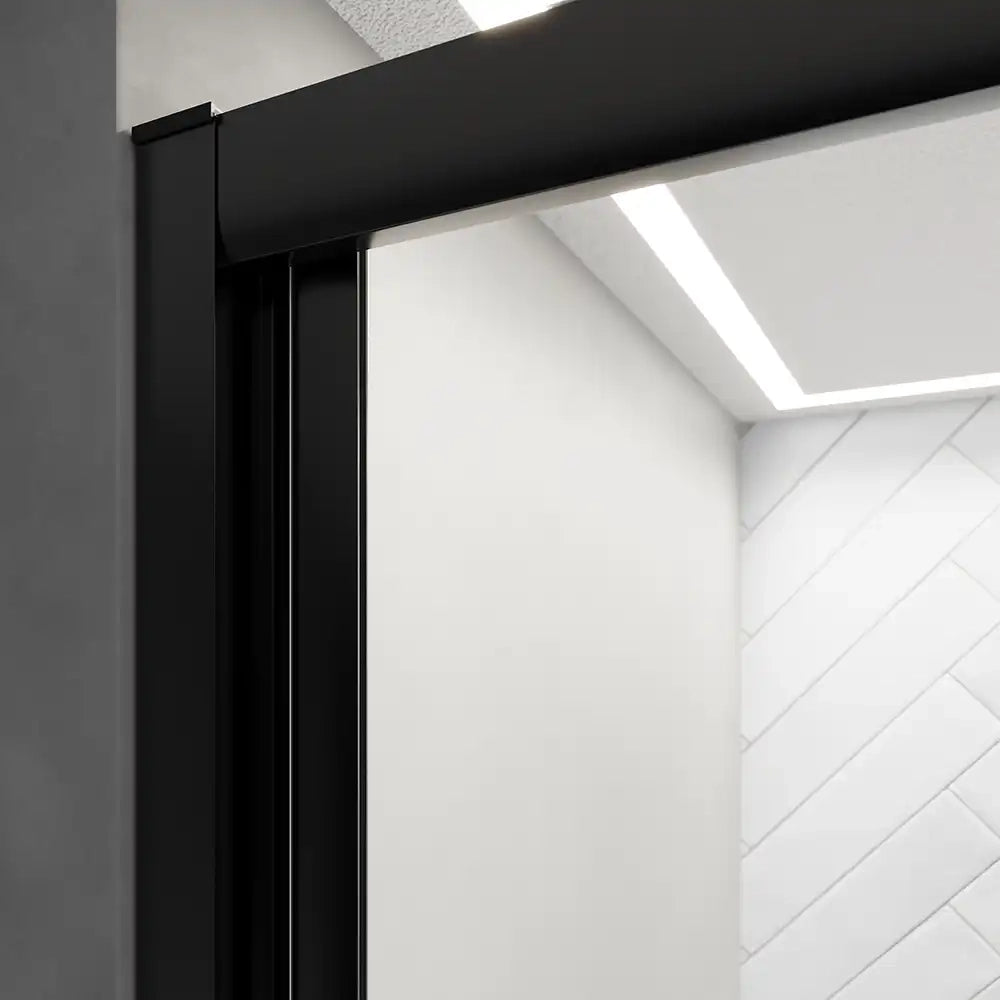 Porta doccia 90 cm profili nero opaco apertura a libro vetro trasparente | Capri