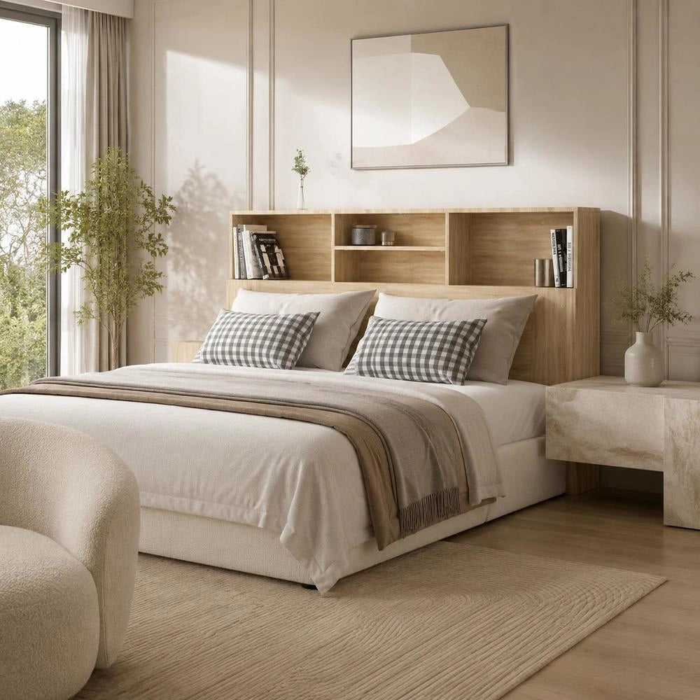Bed Headboard With Shelves, Sonoma Oak, 160x19x103.5 Cm
