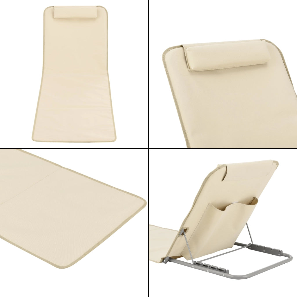 Set di 2 Materassini da Spiaggia Reclinabili Beige 03_0009656