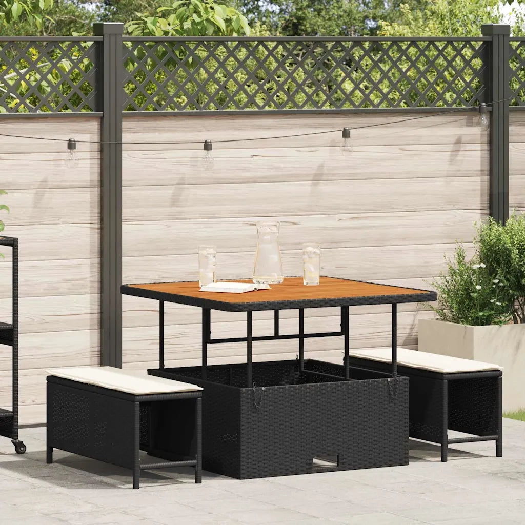 Set da Pranzo per Giardino Nero polyrattan 42007907