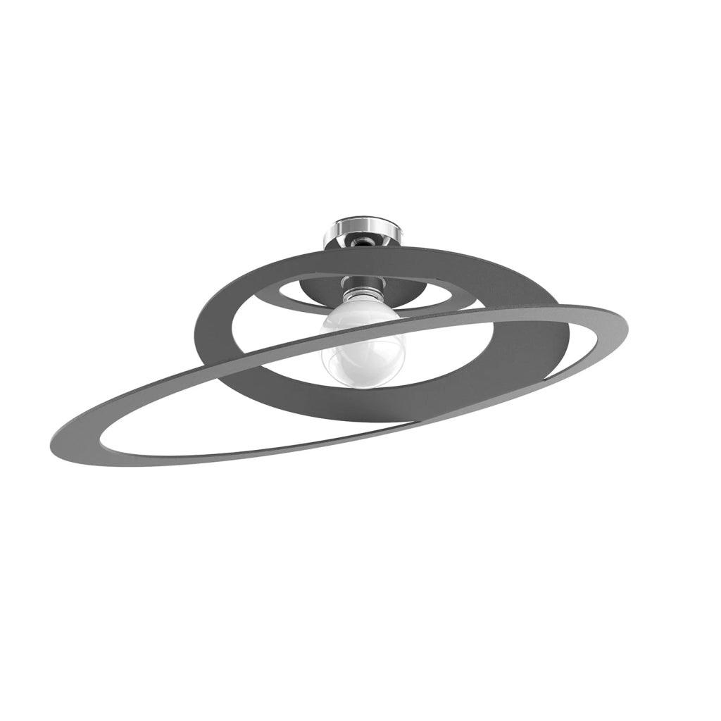 Plafoniera Industrial-Minimal Bungee Metallo Antracite 1 Luce E27 D70Cm