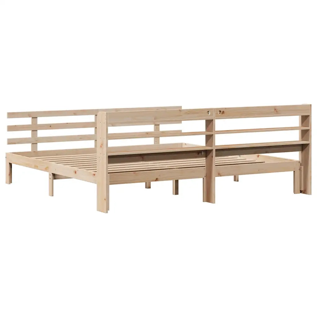 Giroletto con Testiera 200x200 cm in Legno Massello di Pino 3306861