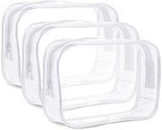 Set di 3 Mini Borse da Trucco Transparenti - Borsa da Trucco Portatile - Materiale in Plastica Sostenibile - Dimensioni 19 x 13 x 6 cm - Chiusura a Zip - Borsa da Trucco