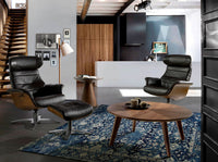 Poltrona girevole reclinabile in pelle marrone cioccolato