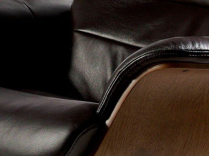 Poltrona girevole reclinabile in pelle marrone cioccolato