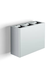 Pattumiera a Muro a 3 Scomparti Totale 60 L 76x28x56 cm con Contenitori Interni in Acciaio Verniciato Grigio