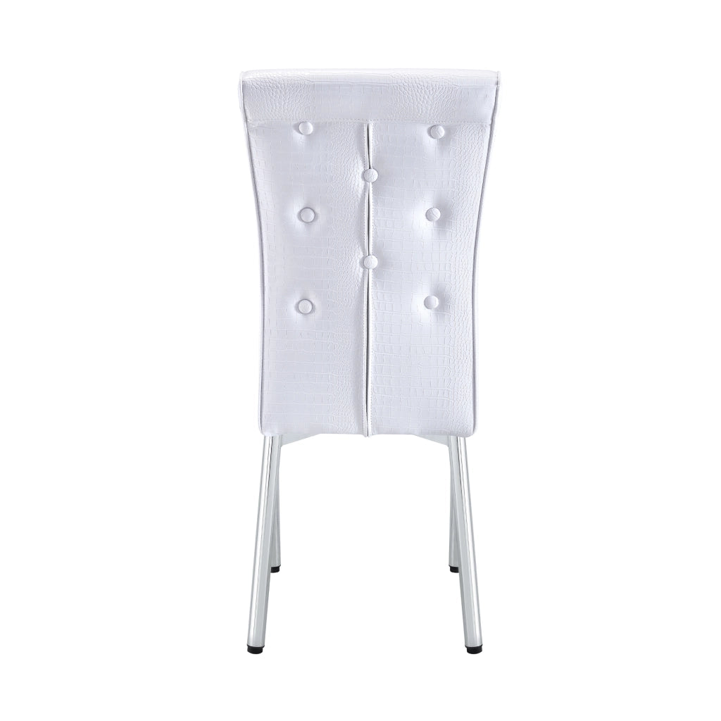 Set da pranzo con tavolo in vetro temperato e 4 sedie imbottite facile da pulire stabile metallo e pvc bianco