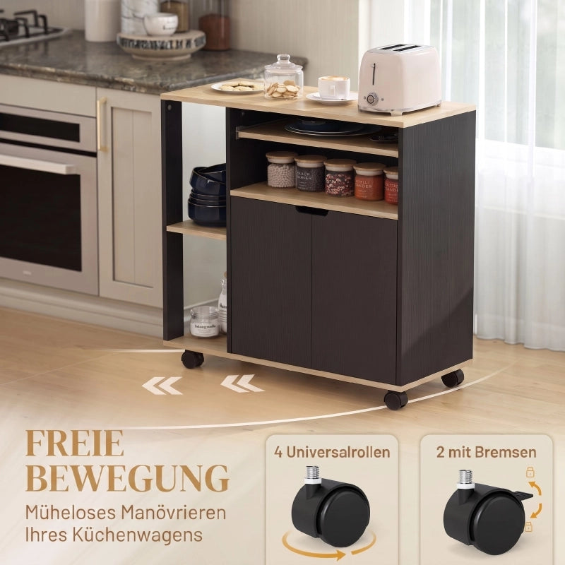 CARRELLO DA CUCINA Con ruote 80x40x82 cm Nero
