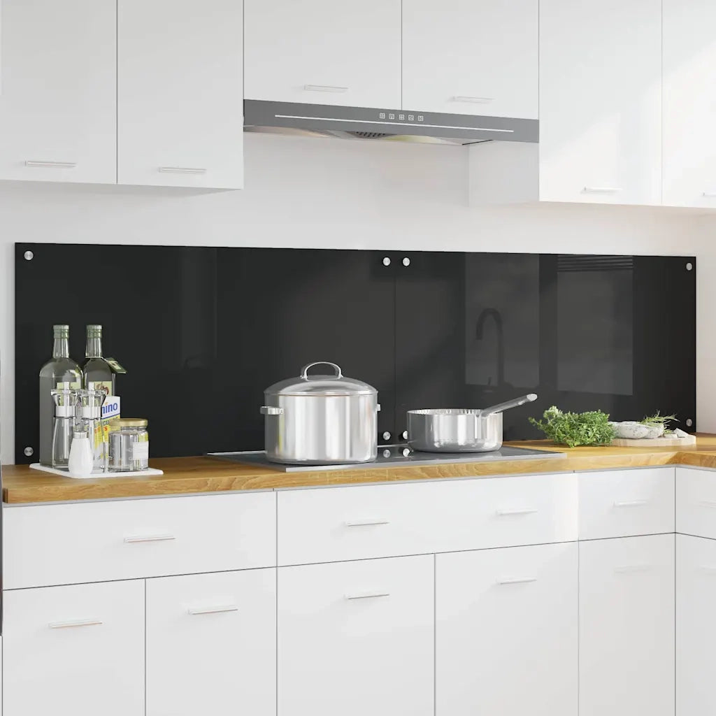 Schienale da cucina 2 pcs Nero 100 x 50 cm vetro temperato 3415552