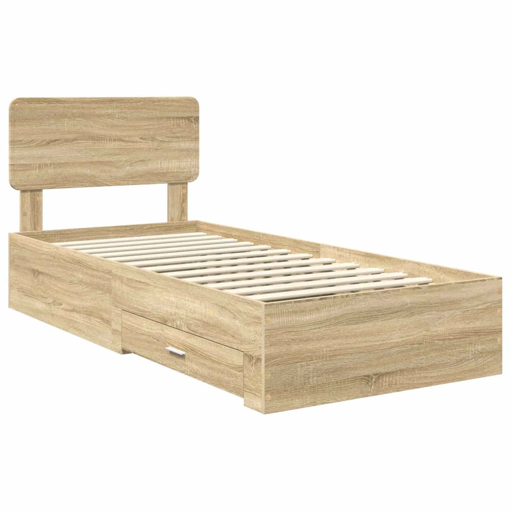 Struttura del letto Rovere Sonoma 90 x 190 cm Legno multistrato 3412429