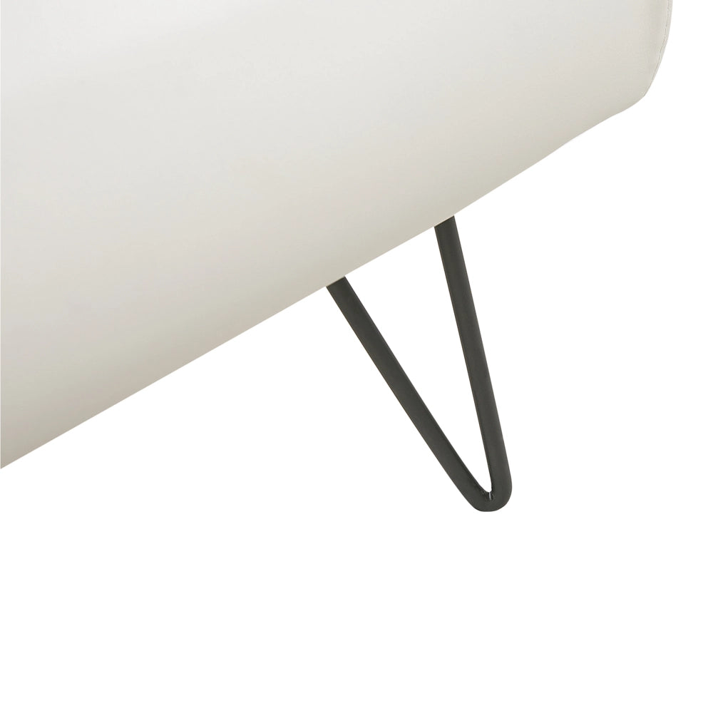 Letto King Size Gambe in metallo in finta pelle bianca 180 cm con testiera imbottita