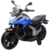 Outsunny Moto Elettrica per Bambini, Moto Portatore Honda per Bambini da 3 a 6 Anni con Musica, Fari, Blu