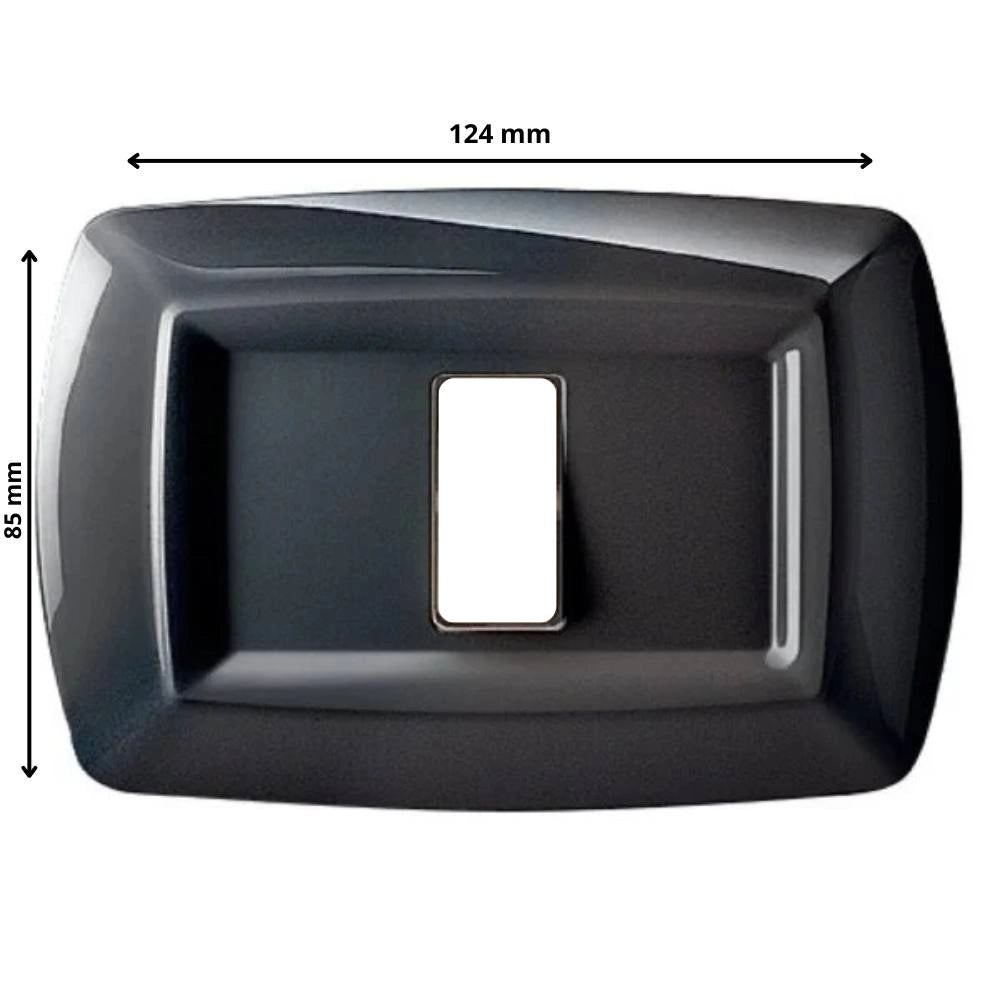 Placca elettrocanali tondò nera in tecnopolimero per installazione elettrica *** numero posti 1 posto, confezione 1